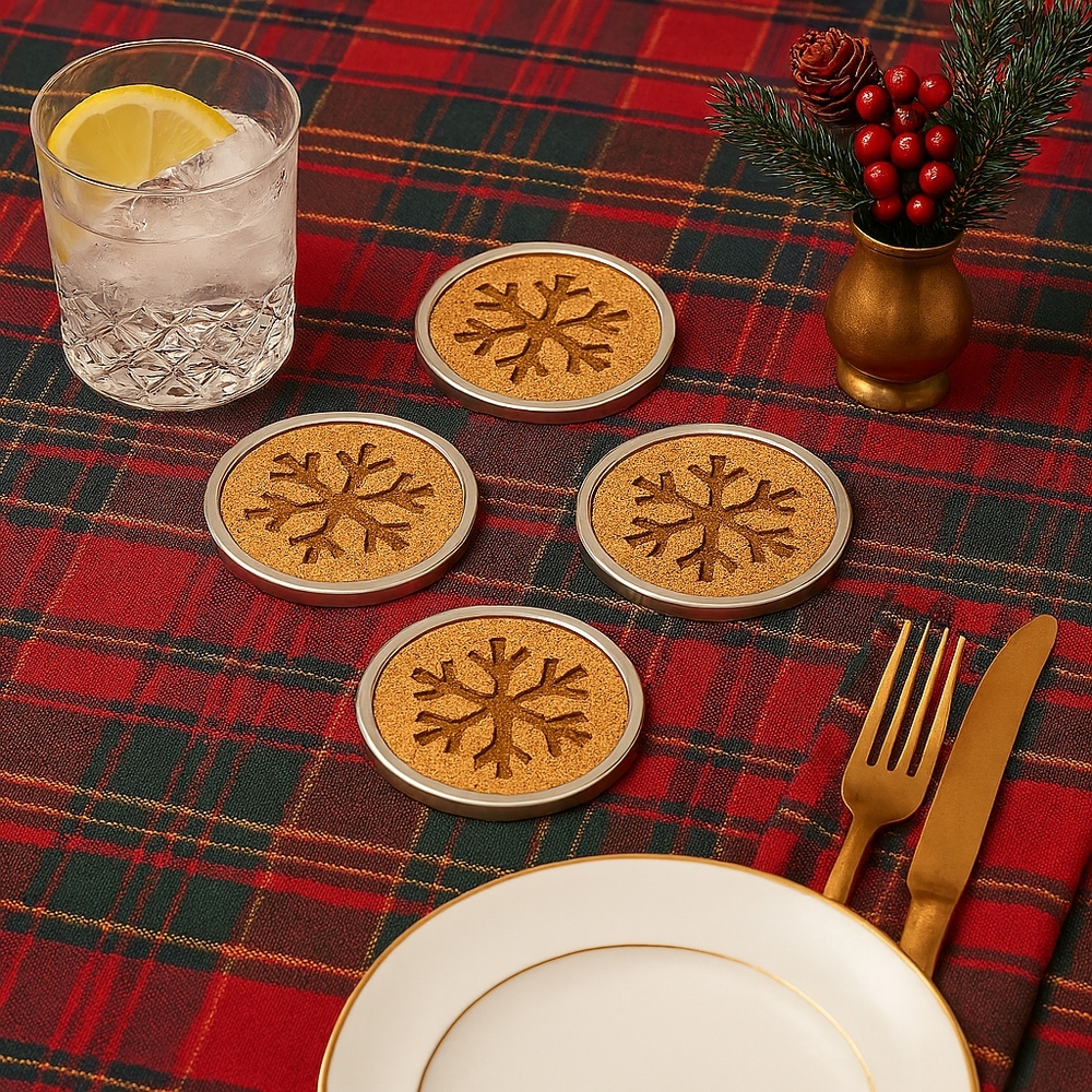 VTG Dansk Snowflake 4pc Coaster Set – New in Package | Rare Holiday Barware